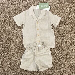 H&M Kids Matching Linen Set in Light Beige